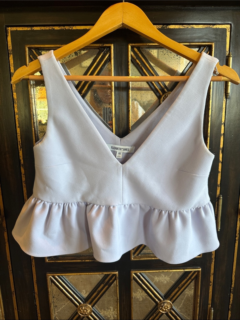 Elizabeth and James Light Lavender V-Neck Peplum Crop Top